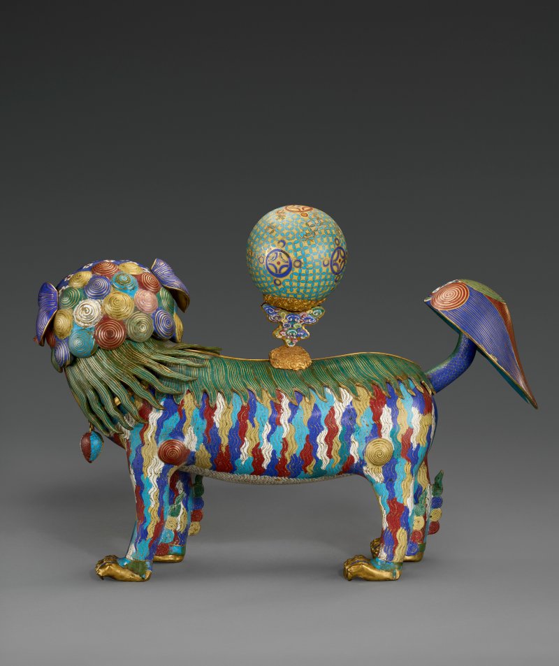 十七/十八世紀 掐絲及鏨胎琺瑯瑞獅一對  17TH-18TH CENTURY - 图3