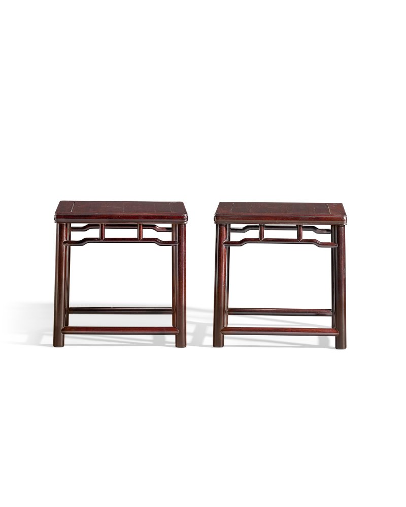 清十八/十九世紀 紫檀方凳一對  18TH-19TH CENTURY - 图2