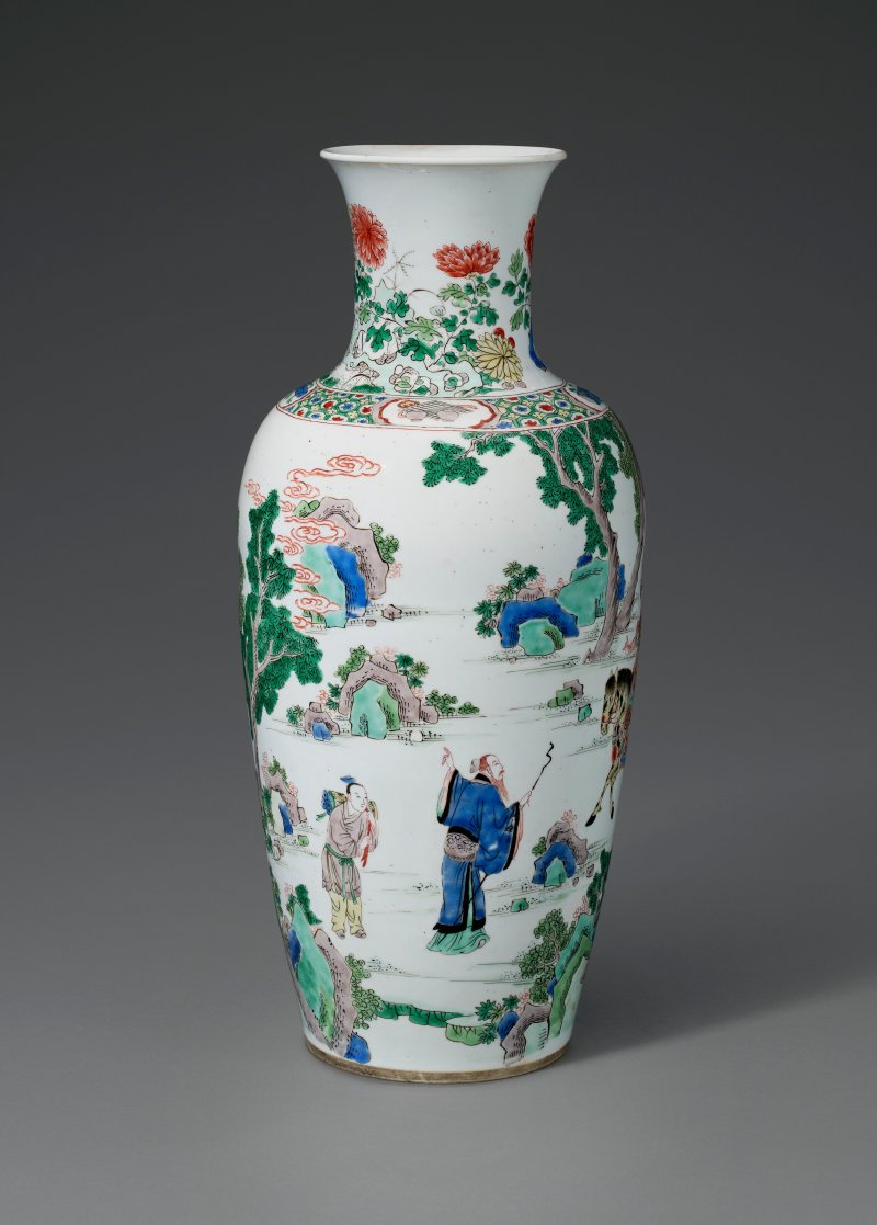 清康熙 五彩三國演義「陸遜問津」瓶  KANGXI PERIOD (1662-1722) - 图4