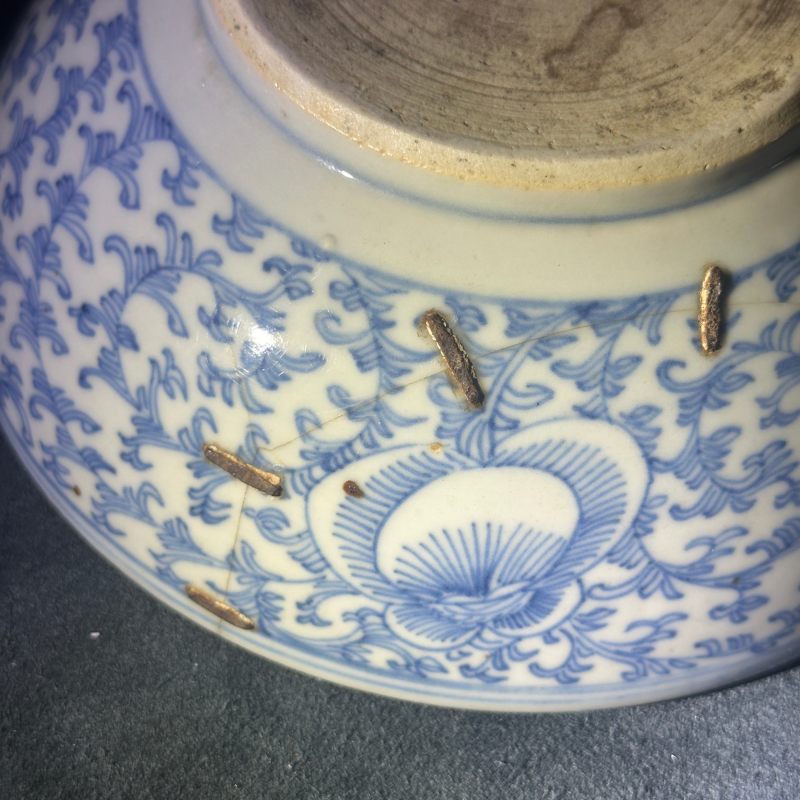 清中期 青花缠枝花卉纹药钵，药杵一组 - 图15