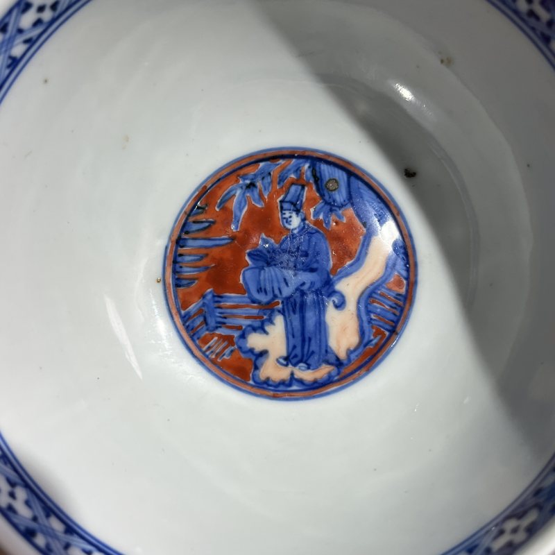 明嘉靖青花矾红人物故事碗 - 图8