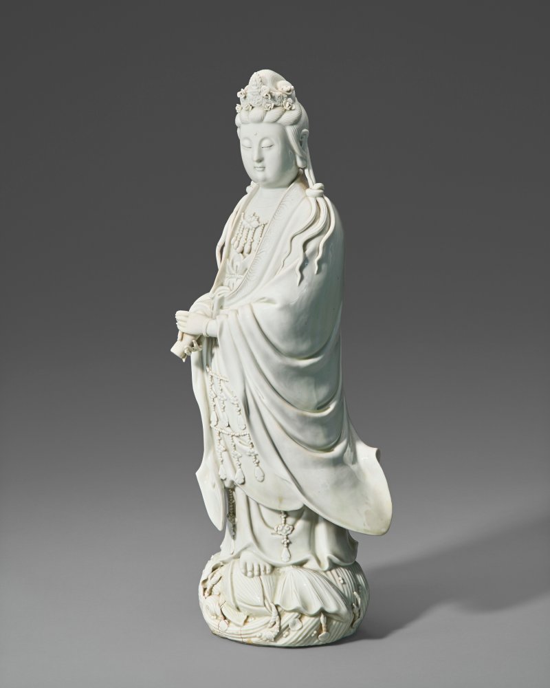 晚清 德化白釉持軸觀音像  LATE QING DYNASTY - 图2