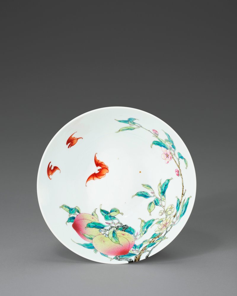 清雍正 粉彩過枝福壽雙全盌 雙圈六字楷書款  YONGZHENG SIX-CHARACTER MARK IN UNDERGLAZE BLUE WITHIN A DOUBLE CIRCLE AND OF THE PERIOD (1723-1735) - 图5