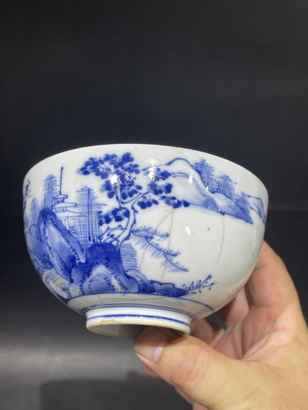 老青花粉彩盖碗 杯四件一组 - 图5