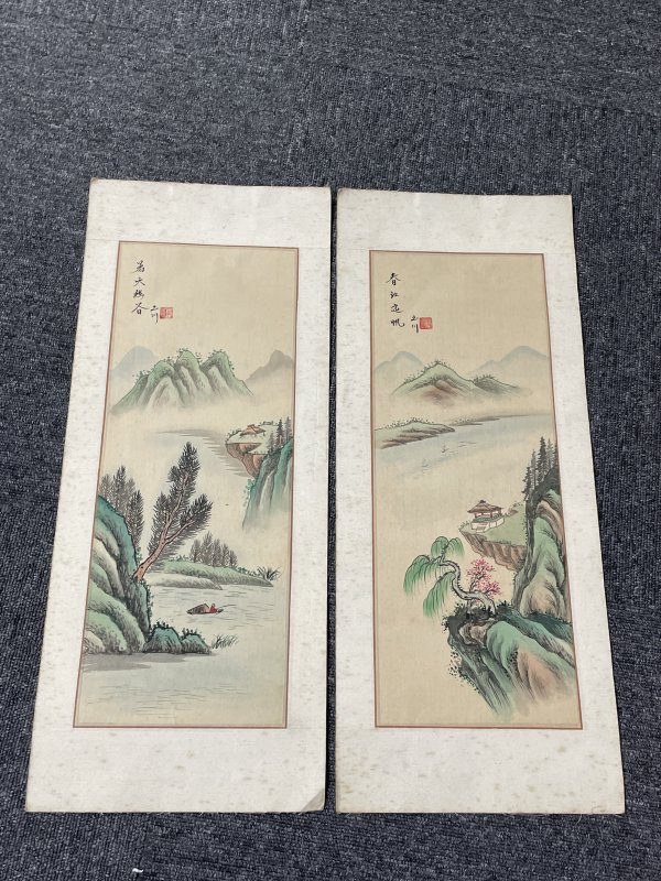 老山水画一对 - 图1