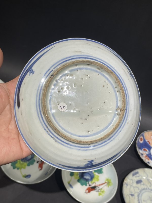 清 青花粉彩碟六件一组 - 图8
