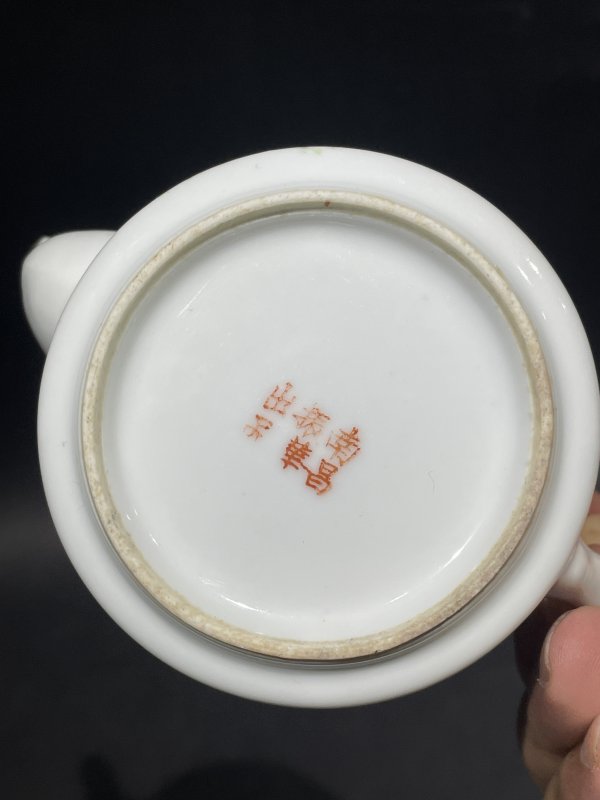 民国 粉彩花卉诗文茶壶 - 图8