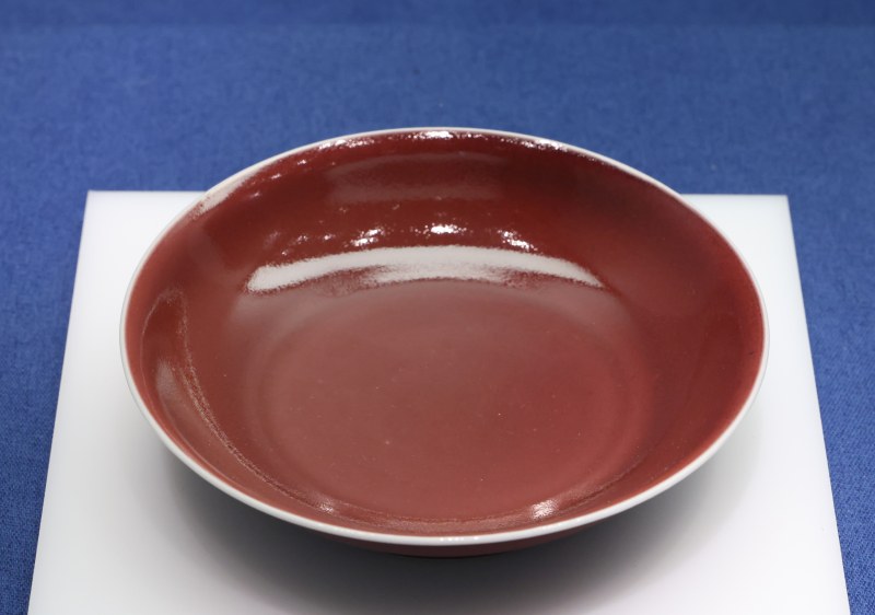 清康熙 霁红釉盘