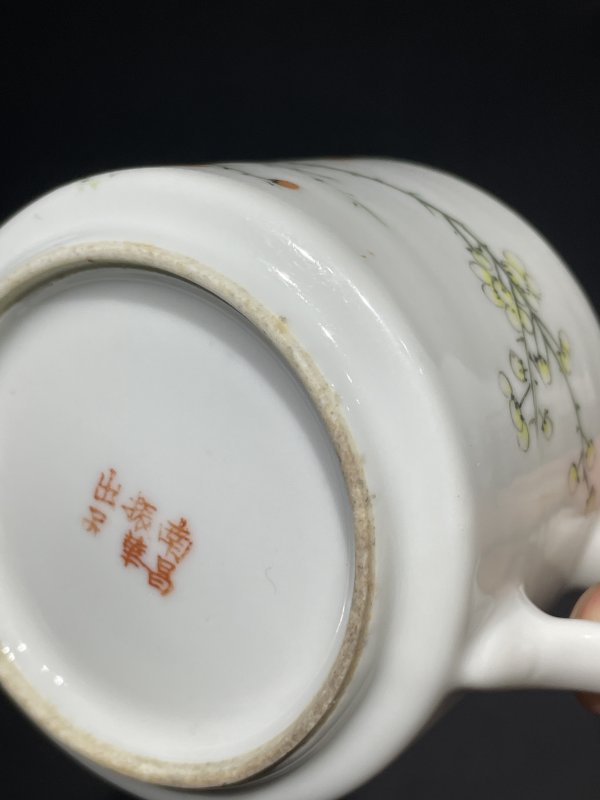 民国 粉彩花卉诗文茶壶 - 图9
