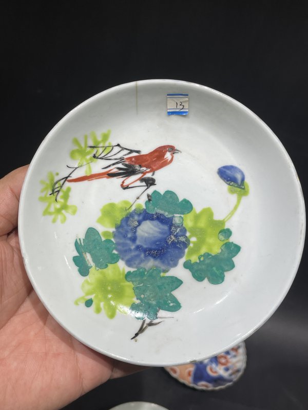 清 青花粉彩碟六件一组 - 图12