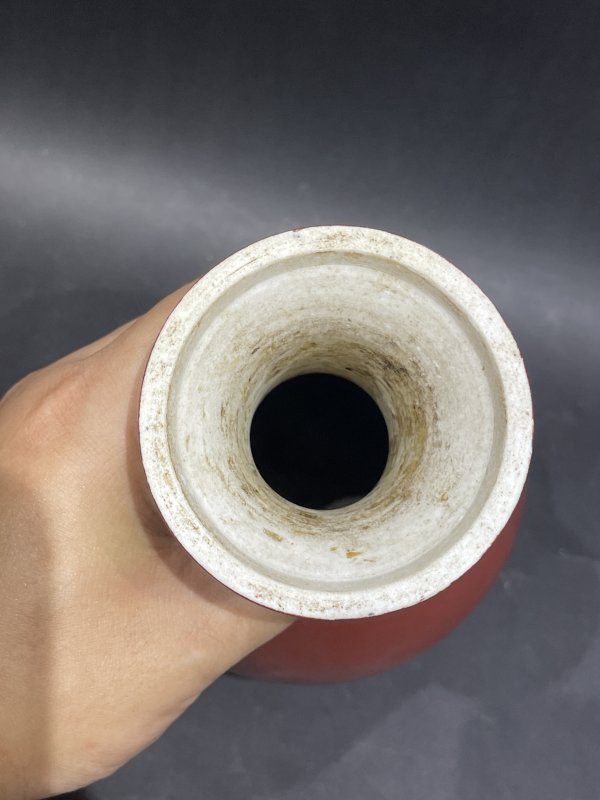 清雍正 胭脂红釉瓶 - 图5