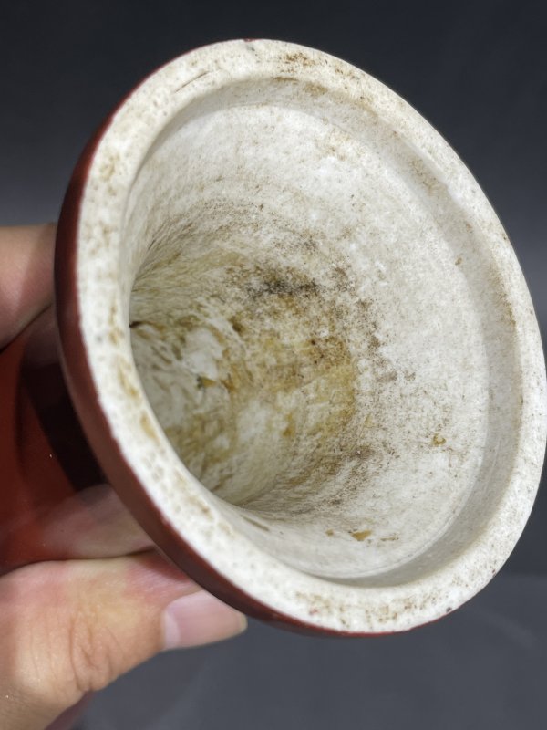 清雍正 胭脂红釉瓶 - 图6