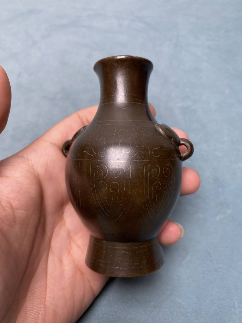 清 “石叟”款铜错银丝文房器一组六件 - 图35