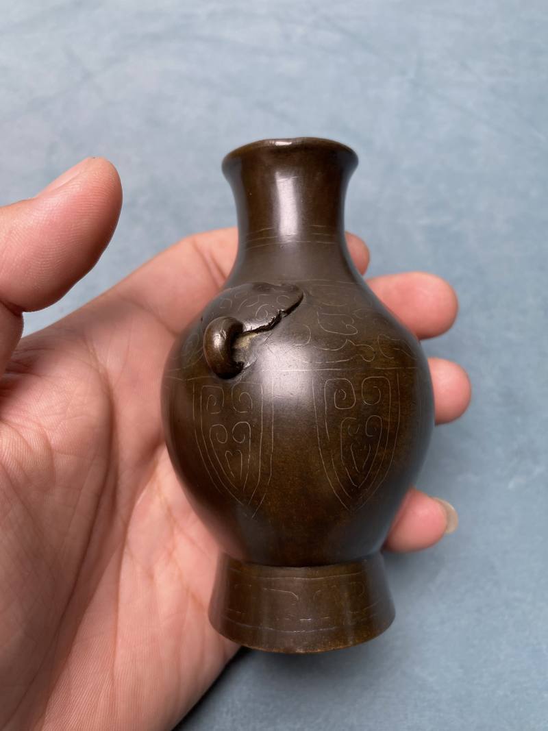 清 “石叟”款铜错银丝文房器一组六件 - 图36