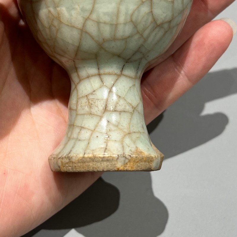 明代 龙泉窑青釉高足杯 - 图8