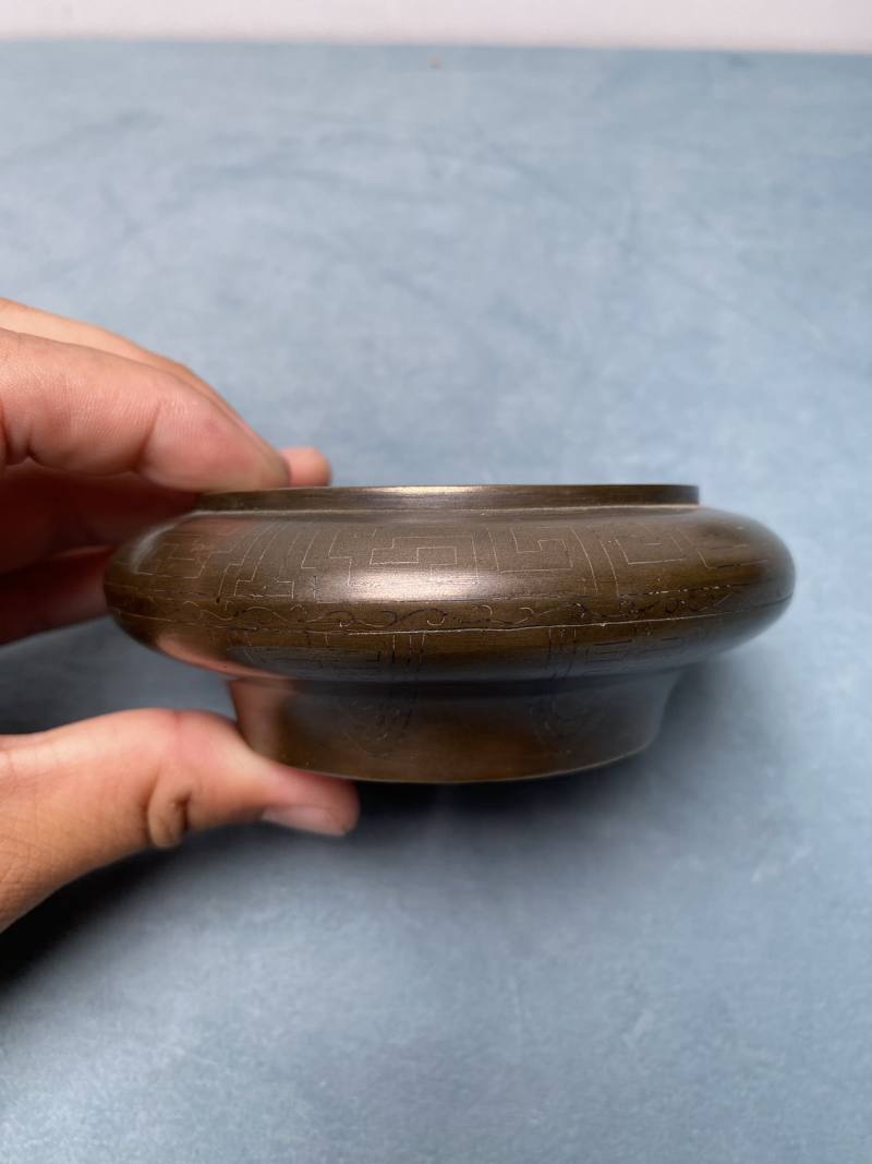 清 “石叟”款铜错银丝文房器一组六件 - 图40