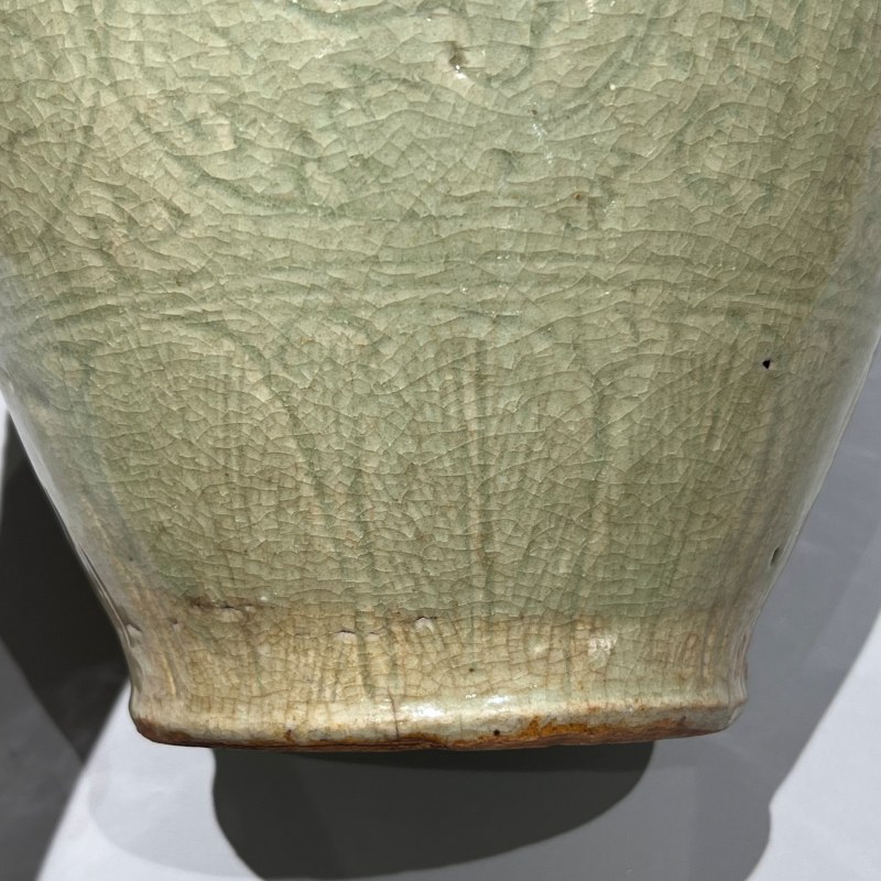 明代 龙泉青釉刻花罐 - 图6
