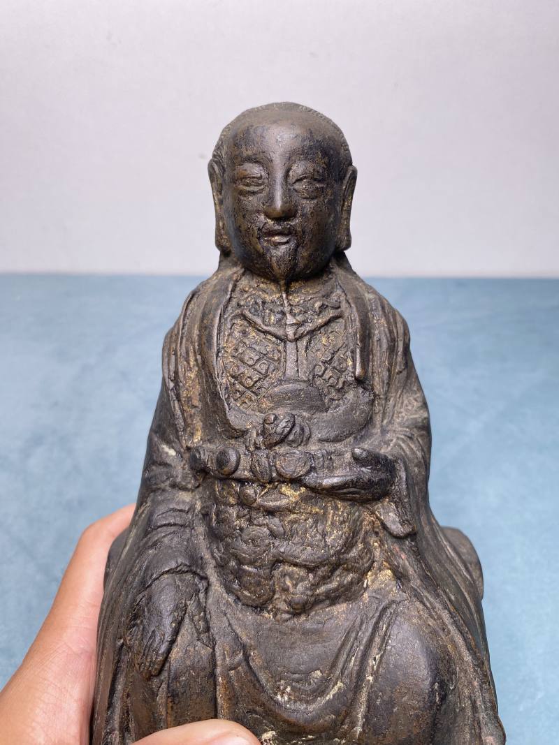 明 铜泥金真武大帝坐像 - 图7
