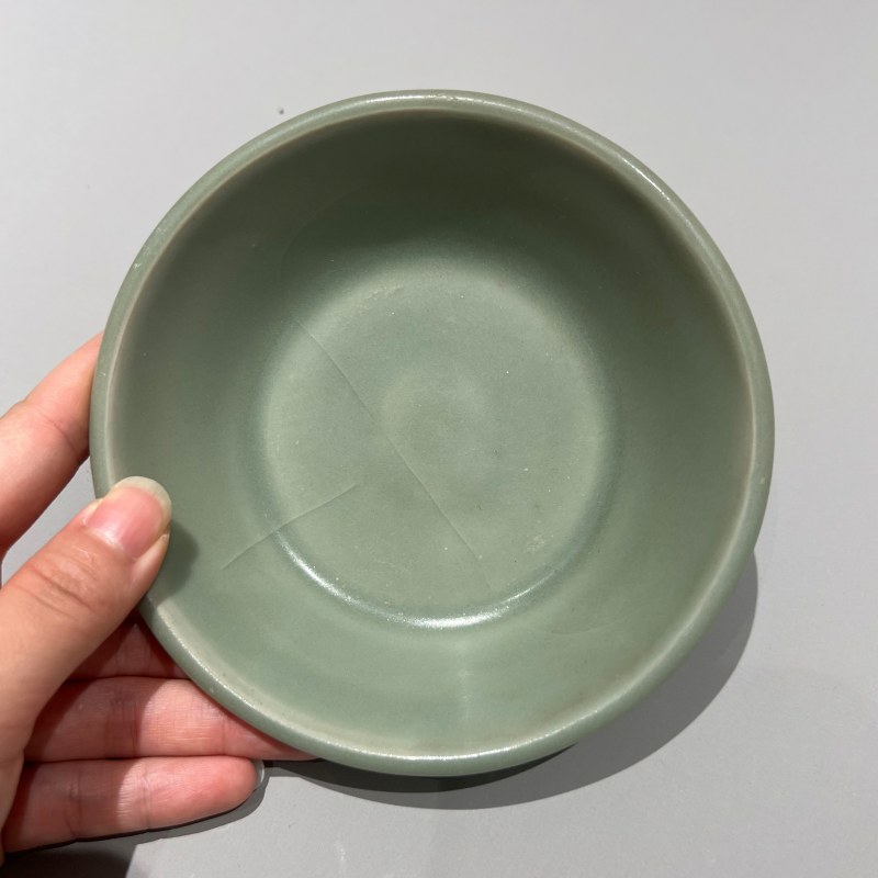 明代 龙泉窑粉青釉直边洗 - 图5