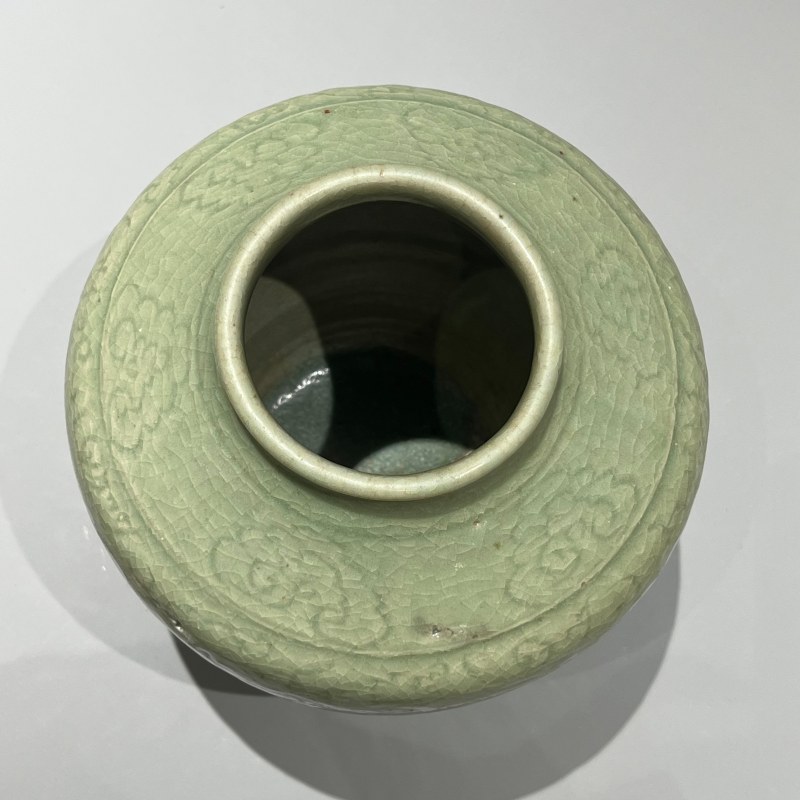 明代 龙泉青釉刻花罐 - 图8