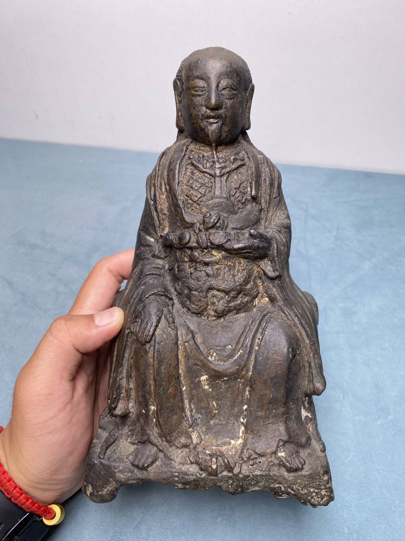 明 铜泥金真武大帝坐像 - 图10