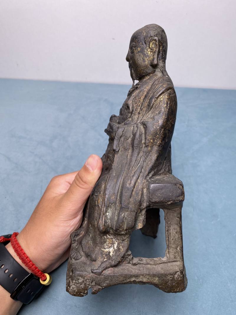明 铜泥金真武大帝坐像 - 图11