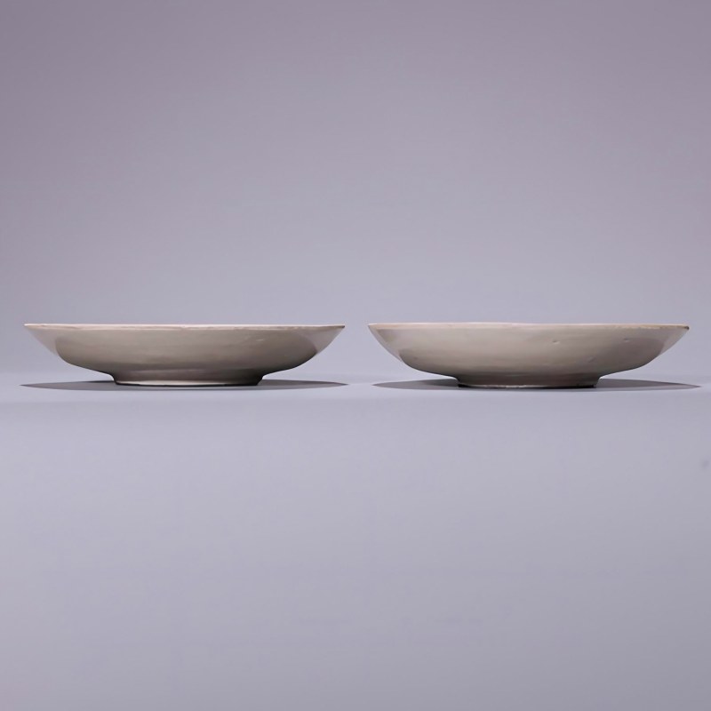 明代 白釉印花洗一对 - 图2