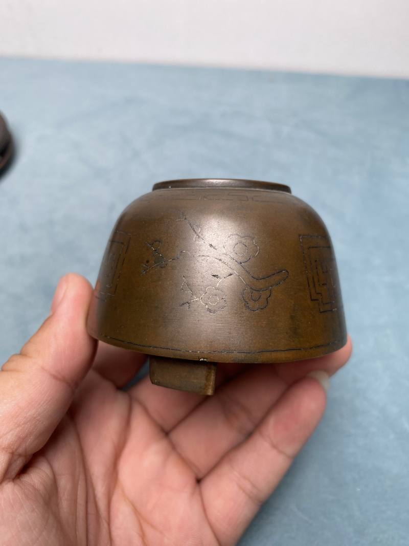 清 “石叟”款铜错银丝文房器一组六件 - 图22