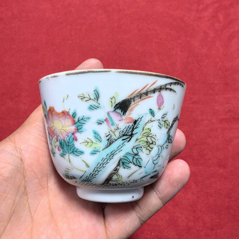 清晚期 粉彩花鸟纹杯 - 图6