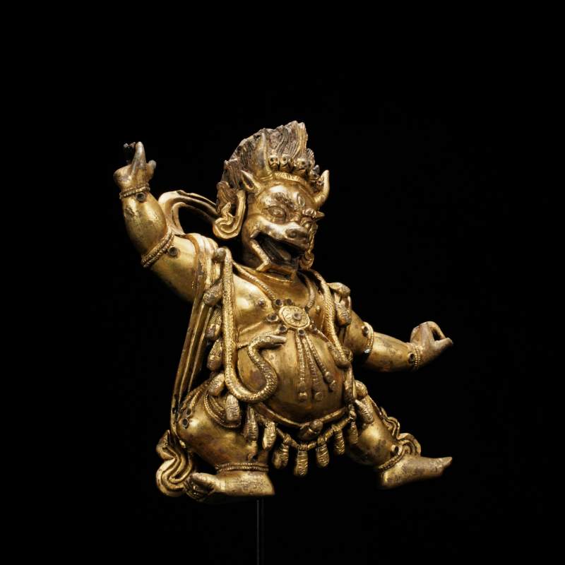 清乾隆 铜鎏金阎魔敌 - 图3