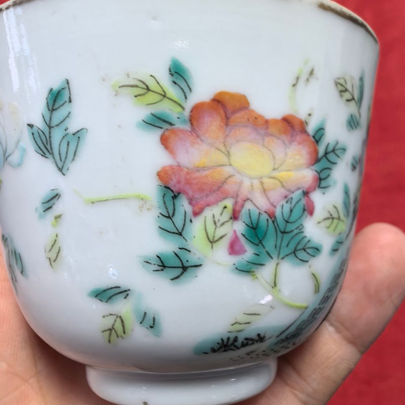清晚期 粉彩花鸟纹杯 - 图7