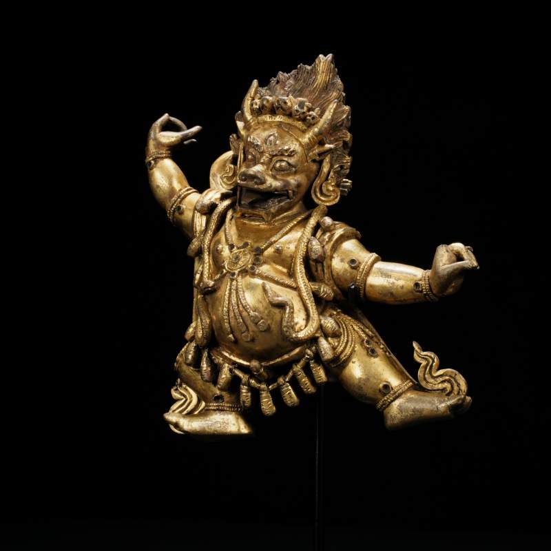 清乾隆 铜鎏金阎魔敌 - 图5