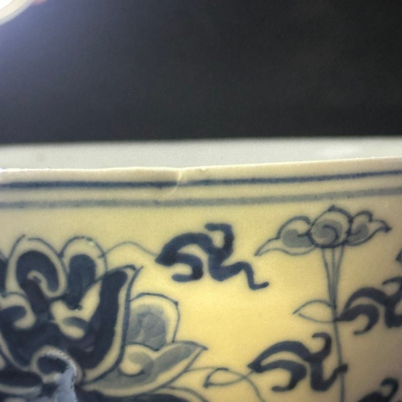 清光绪 青花缠枝莲纹三才盖碗 - 图24