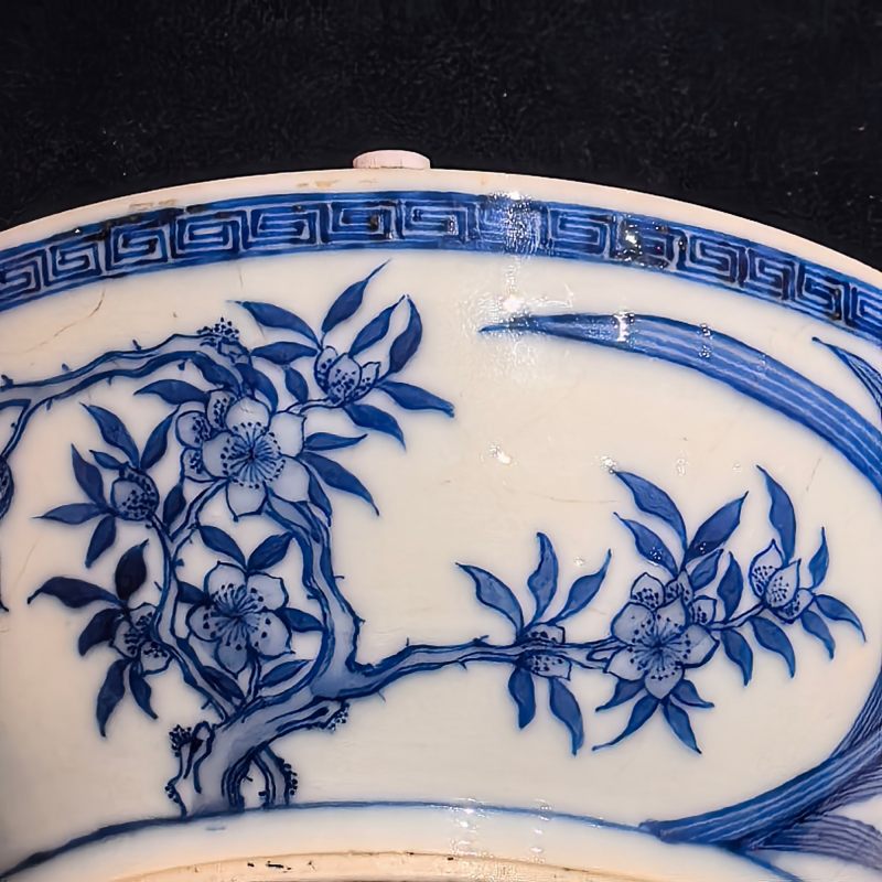 清晚期 青花花卉龙纹盒 - 图12
