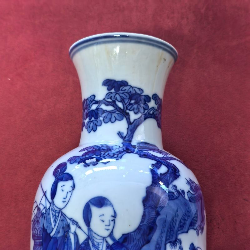清晚期 青花人物故事图瓶 - 图8