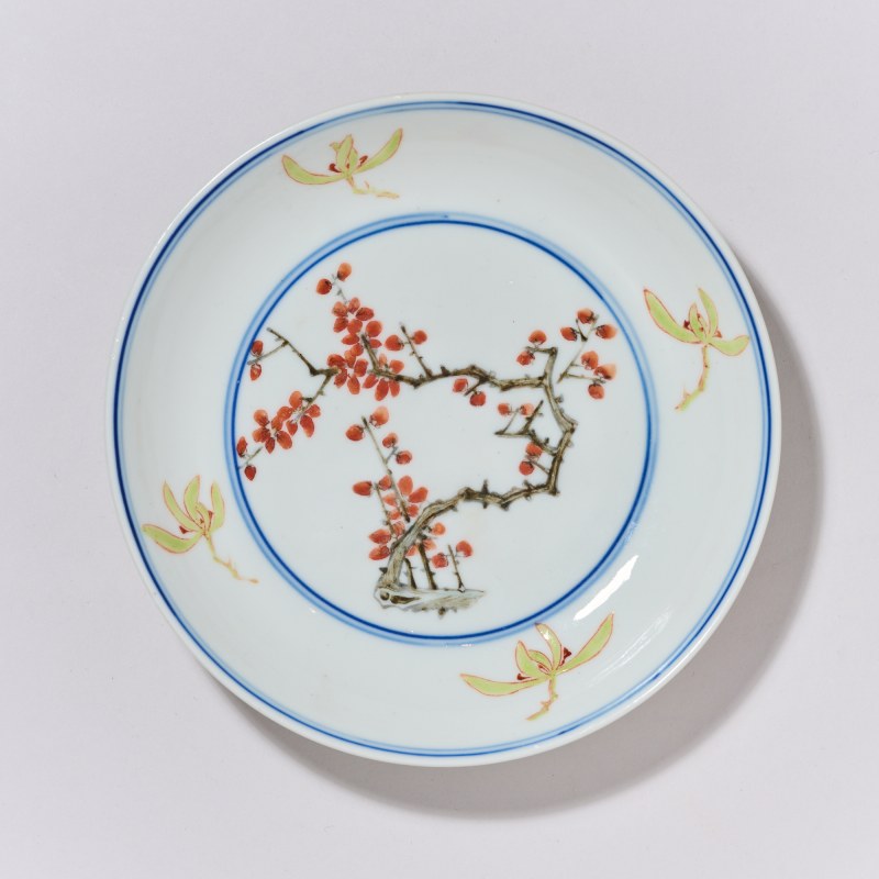 清光绪 粉彩梅花纹盘 - 图1