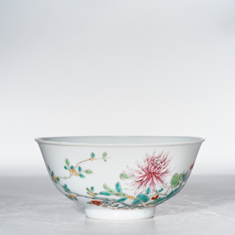 清晚期 粉彩花卉纹碗 - 图4
