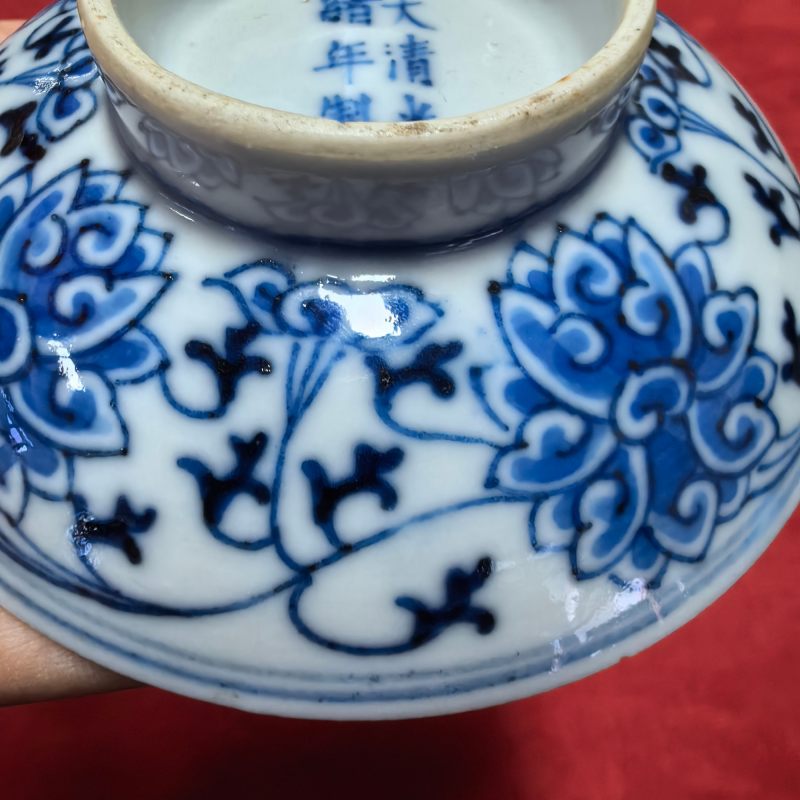 清光绪 青花缠枝莲纹三才盖碗 - 图19