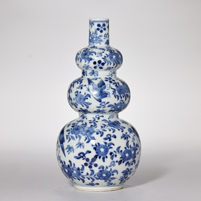 清晚期 青花花鸟纹福禄千秋瓶 - 图2