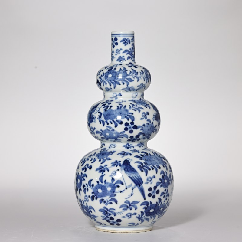 清晚期 青花花鸟纹福禄千秋瓶 - 图3