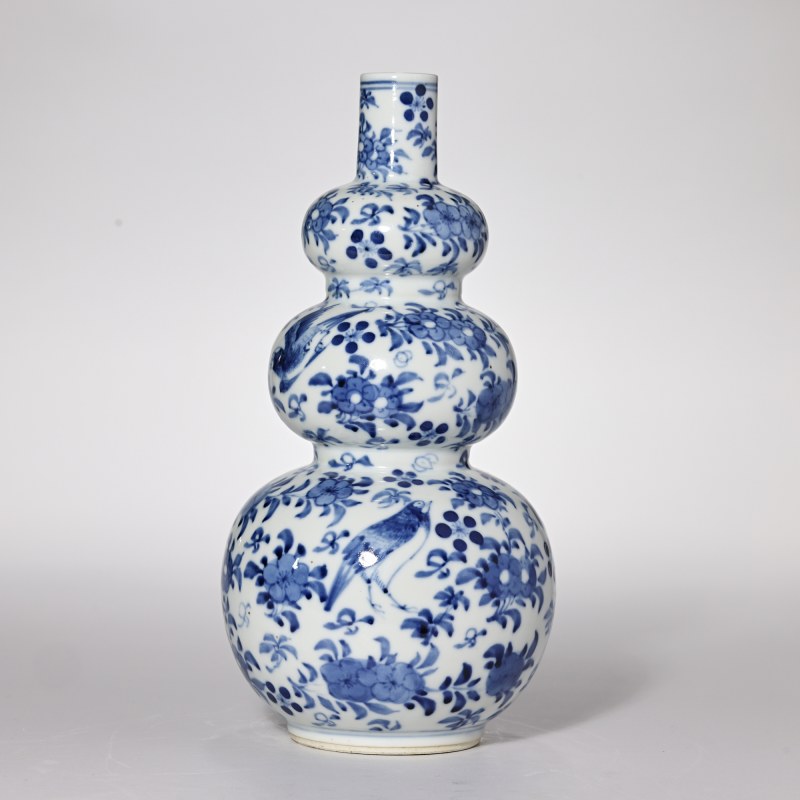 清晚期 青花花鸟纹福禄千秋瓶 - 图4
