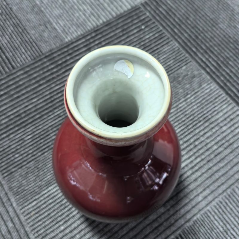 清中期 红釉盘口瓶 - 图6