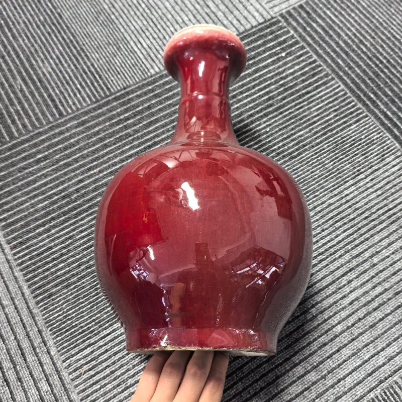 清中期 红釉盘口瓶 - 图7
