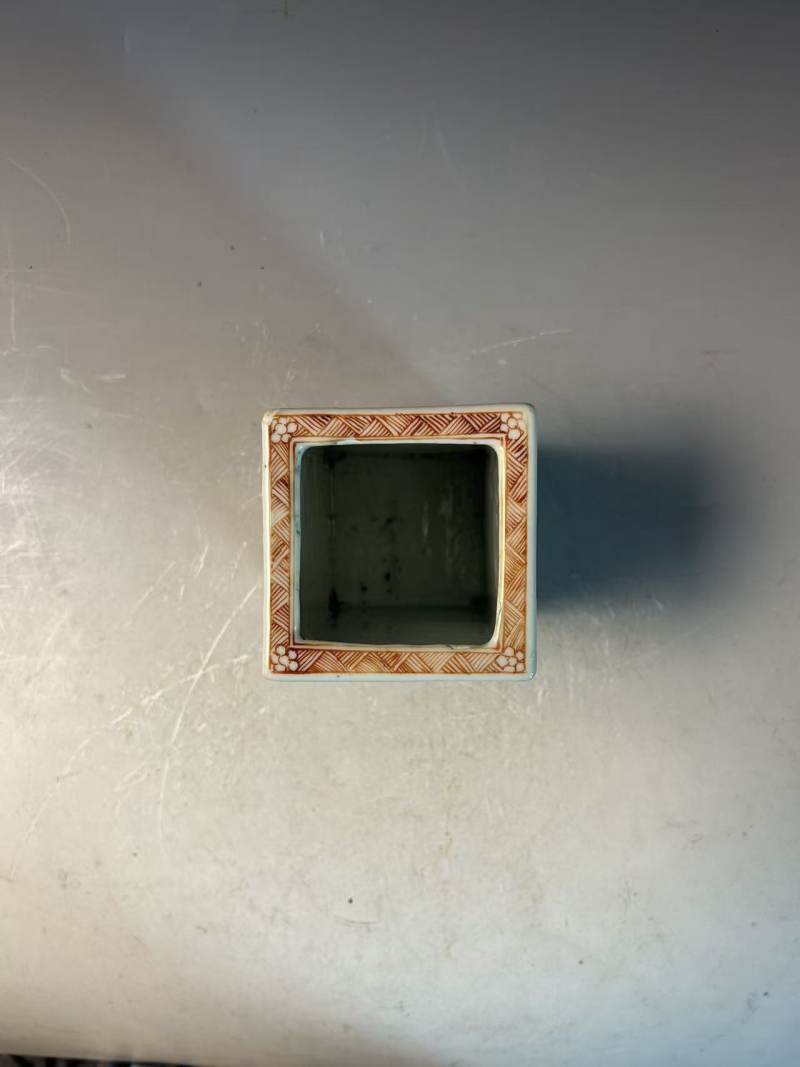 清雍正 粉笔四方笔筒 - 图5