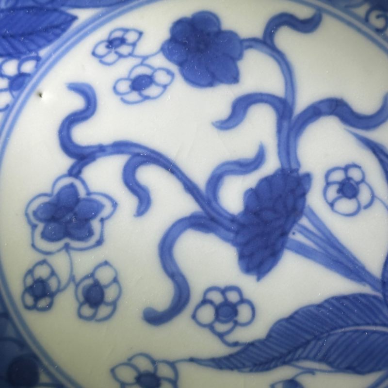 清康熙 青花花卉纹盘 - 图9
