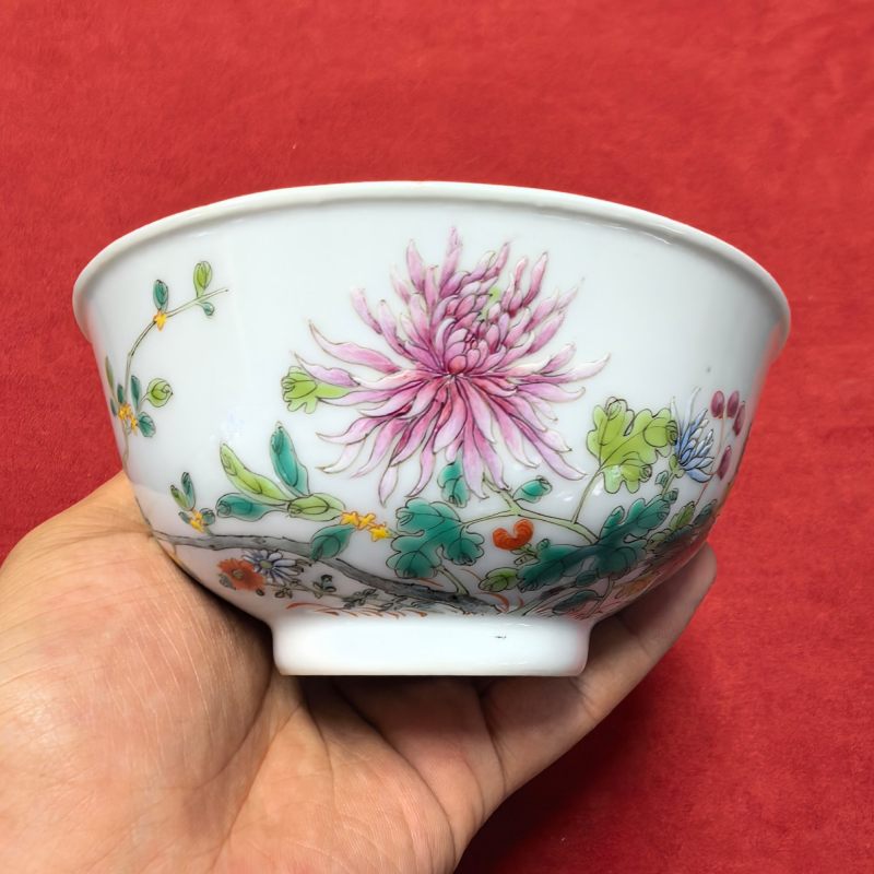 清晚期 粉彩花卉纹碗 - 图9