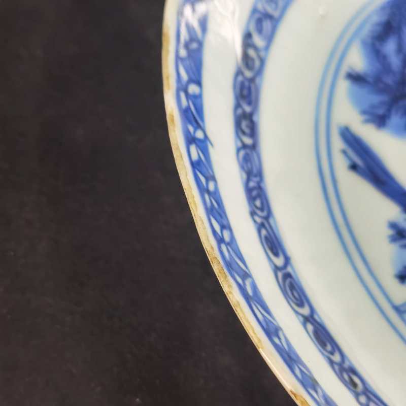 明 青花洞石花卉纹盘 - 图6