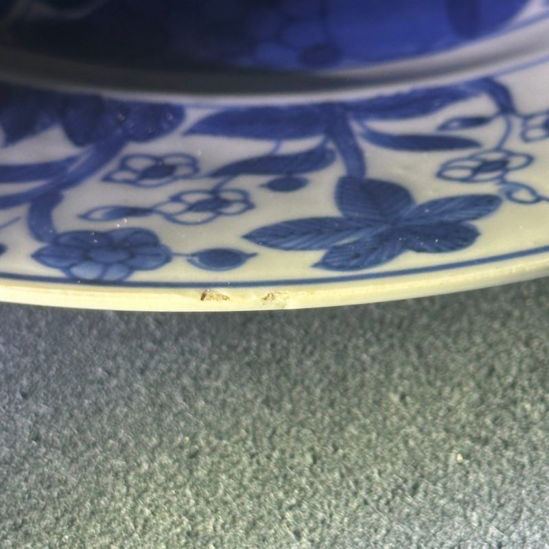 清康熙 青花花卉纹盘 - 图10