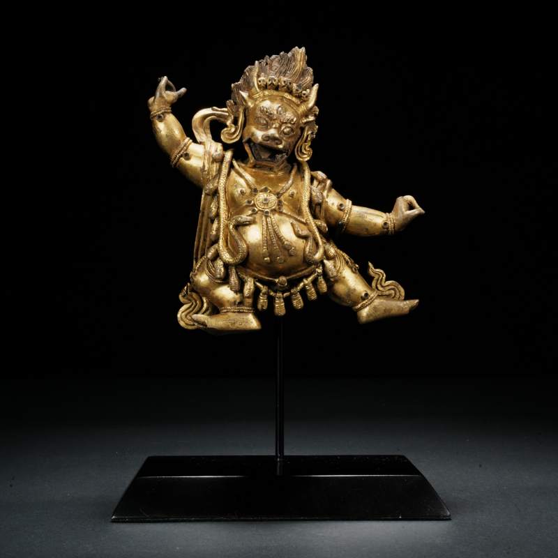 清乾隆 铜鎏金阎魔敌