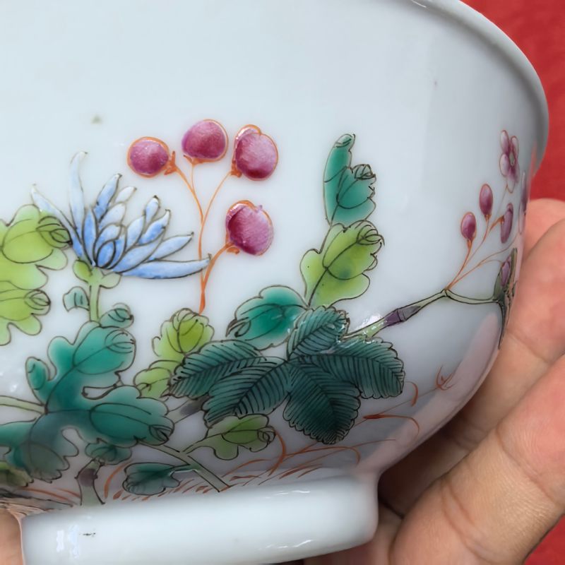 清晚期 粉彩花卉纹碗 - 图11
